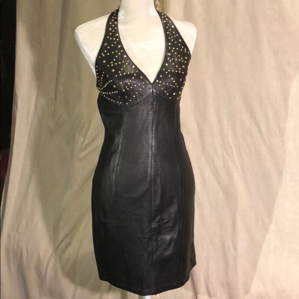 VTG FIRENZE • leather halter dress